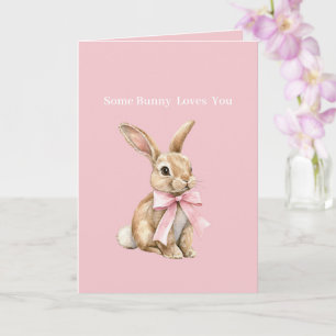 Carte Nœud rose un lapin t'aime