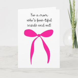 Carte Nœud rose vif pour la fête des mères
