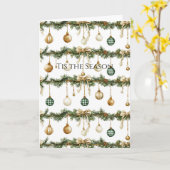 Carte Noeuds Bruns Rustiques Crème Vert Noël (Fleur jaune)