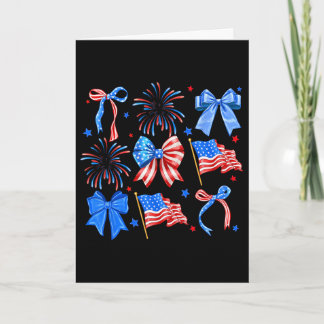 Carte Nœuds Coquette Rouge Blanc Bleu Drapeau Usa 4 Juil