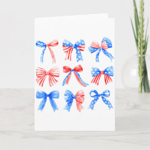 Carte Nœuds Coquette Rouge Blanc Bleu Drapeau Usa 4 Juil