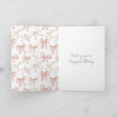 Carte Nœuds Rose Foncé Féminin Anniversaire (Intérieur)