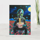 Carte Noir Alien Vert Yeux Manger Des Nouilles Toutes Le (Devant)