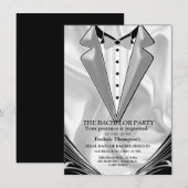 Carte Noir avec Argent sur Champagne Soie Bachelor Party (Devant / Derrière)