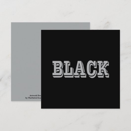 Carte Noir Avec Texte Gris Sur Couleur Solide Noir (Devant / Derrière)