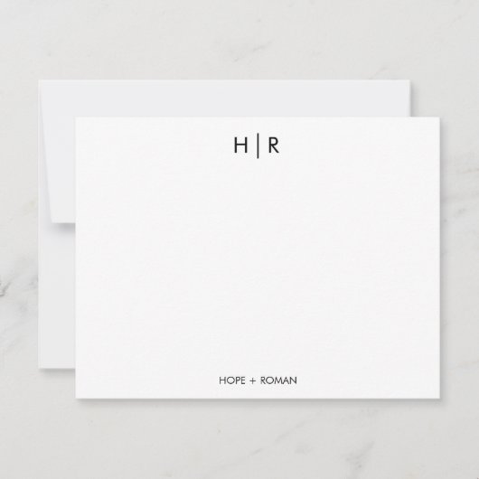 Carte Noir Blanc Chic Minimal Moderne Monogramme N (Devant)