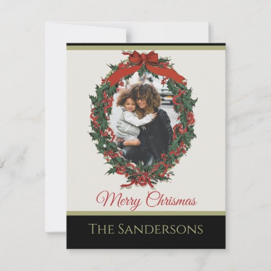 Carte Noir Blanc moderne photo de vacances Noël de la co (Devant)