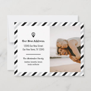 Carte Noir & Blanc Nous Avons Déménagé Striped Moving Ph