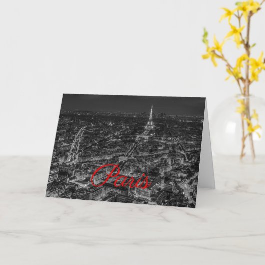 Carte Noir Blanc Paris Nuit Tour Eiffel européenne (Fleur jaune)