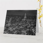 Carte Noir Blanc Paris Nuit Tour Eiffel européenne (Fleur jaune)