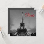 Carte Noir Blanc Paris Nuit Tour Eiffel européenne (Devant/Arrière en situation)