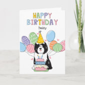 Carte Noir blanc Tibétain Terrier Chien fête d'anniversa (Devant)