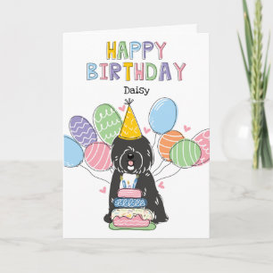 Carte Noir blanc Tibétain Terrier Chien fête d'anniversa