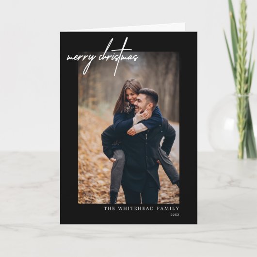 Carte Noir blanche Joyeux Noël moderne (Devant)