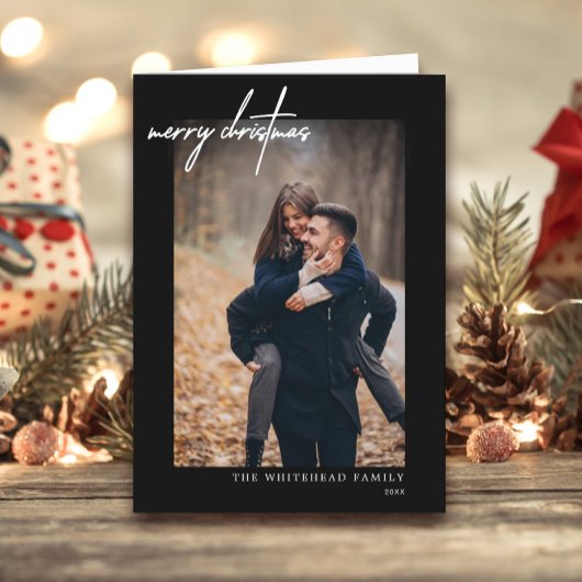 Carte Noir blanche Joyeux Noël moderne