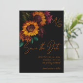 Carte Noir Burnt Orange Monogramme Mariage Enregistrer l (Debout devant)