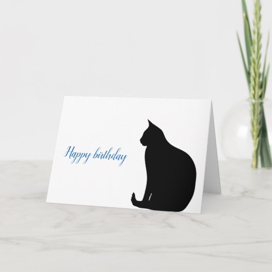 Carte Noir Chat Silhouette Anniversaire (Devant)