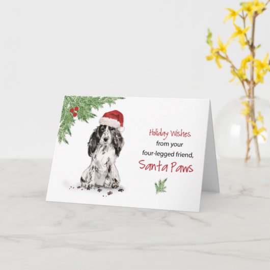 Carte Noir Cocker Spaniel Noël du chien dans Funny (Fleur jaune)