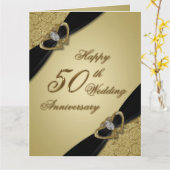 Carte Noir d'or 50e anniversaire Mariage 8,5x11 (Fleur jaune)