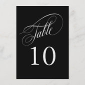 Carte Noir et Argent Élégant Calligraphie Numéros de tab (Dos)