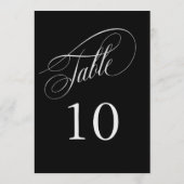 Carte Noir et Argent Élégant Calligraphie Numéros de tab (Dos)