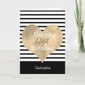 Carte Noir et blanc avec coeur d'or Anniversaire Belge (Devant)