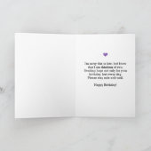 Carte Noir et blanc avec coeur violet Anniversaire Belge (Intérieur)