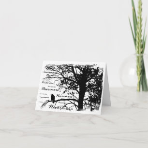 Carte Noir et blanc Nevermore Raven Silhouette