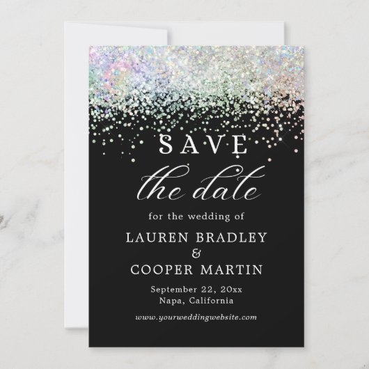 Carte Noir Et Blanc Parties scintillant Mariage Enregist (Devant)