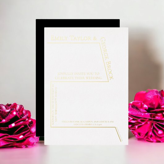 Carte Noir Et Blanc Simple Mariage Or Moderne