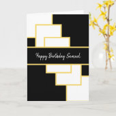 Carte Noir et or Classy Moderne Abstrait Anniversaire (Fleur jaune)