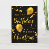 Carte Noir Et Or Joyeux Anniversaire Joyeux Noël (Devant)