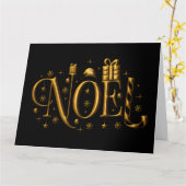 Carte Noir et or moderne Noël (Fleur jaune)