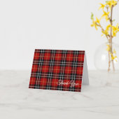 Carte noir et rouge écossais plaid merci (Fleur jaune)