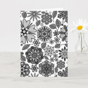Carte Noir gris blanc rétro Art Floral Motif sans coutur
