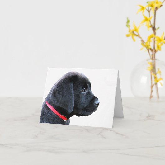 Carte Noir Labrador mignonne Chien mignon Chien mignon C (Fleur jaune)