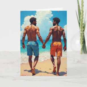 Carte Noir LGBTQ marchant sur la plage
