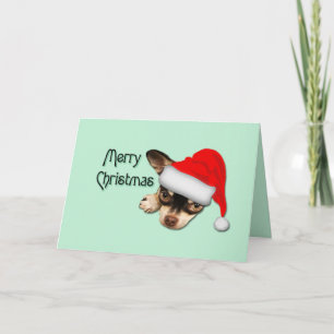 Carte Noir mignon et Tan Chihuahua Santa Hat Noël