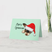 Carte Noir mignon et Tan Chihuahua Santa Hat Noël (Devant)