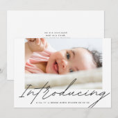 Carte Noir moderne Introduire Main Écrit Photo Baby (Devant / Derrière)