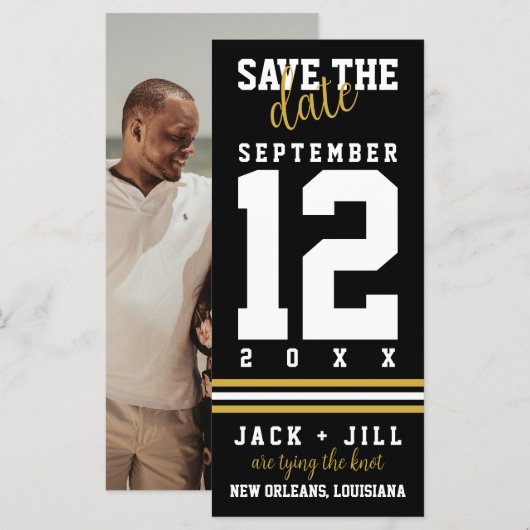 Carte Noir moderne mariage sportif de l'or noir Enregist (Devant / Derrière)