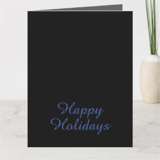 Carte Noir neutre & Bleu Élégant Joyeuses Fêtes