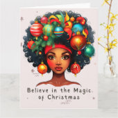 Carte Noir Noël Sista Melanin Queen Femmes Noël (Fleur jaune)