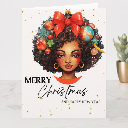 Carte Noir Noël Sista Melanin Queen Femmes Noël (Petite plante)