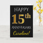 Carte Noir, Or Imitation 15e Anniversaire De Mariage + N (Fleur jaune)