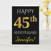 Carte Noir, Or Imitation 45e Anniversaire De Mariage + N (Fleur jaune)