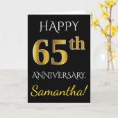 Carte Noir, Or Imitation 65e Anniversaire de Mariage + N (Fleur jaune)