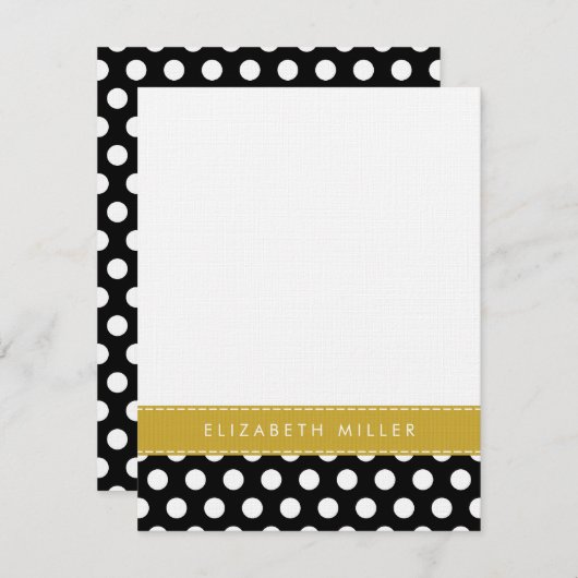 Carte Noir & Or  Pois Monogramme Note (Devant / Derrière)