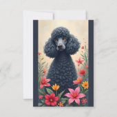 Carte Noir Poodle et Fleurs Note (Devant)