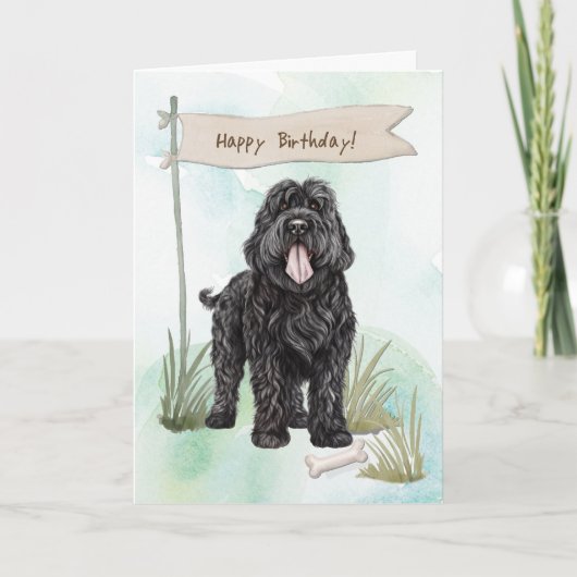 Carte Noir Russe Race Terrier Sous Symbole Anniversaire (Devant)